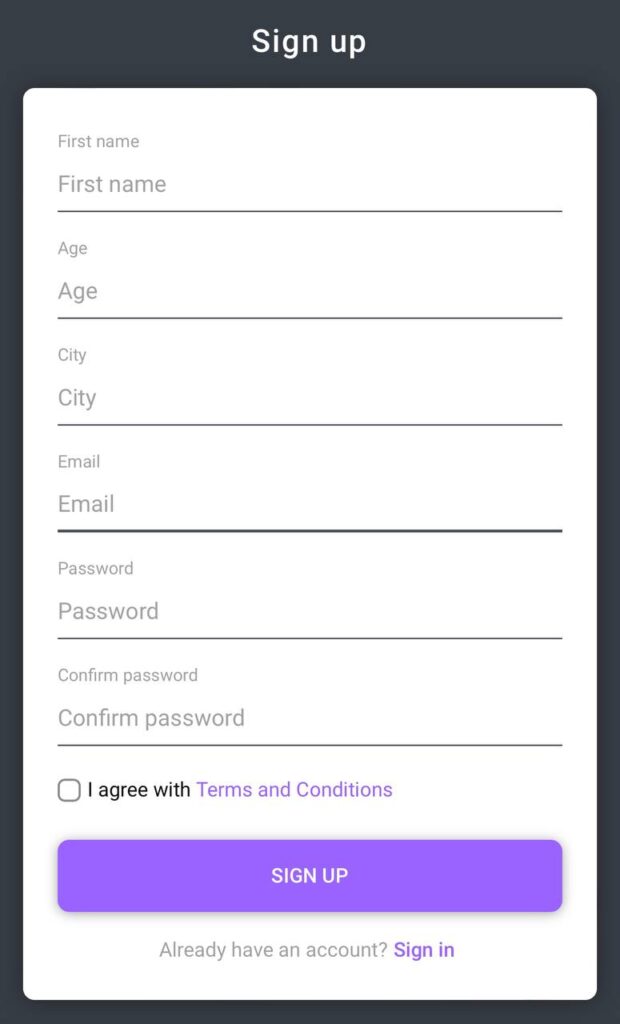 sign up